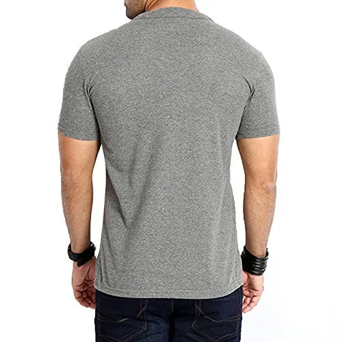 Rodid Solid Men's V-neck Charcoal Melange T-Shirt (B-RODDV-CM-L)