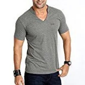 Rodid Solid Men's V-neck Charcoal Melange T-Shirt (B-RODDV-CM-L)