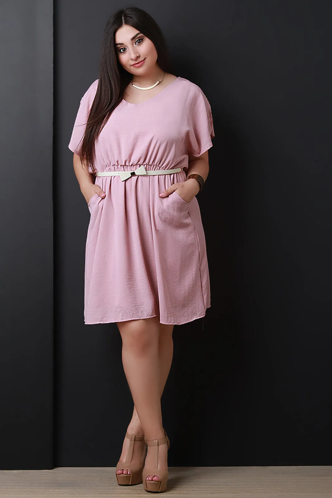 Satin Pocketed Flowy Midi Dress