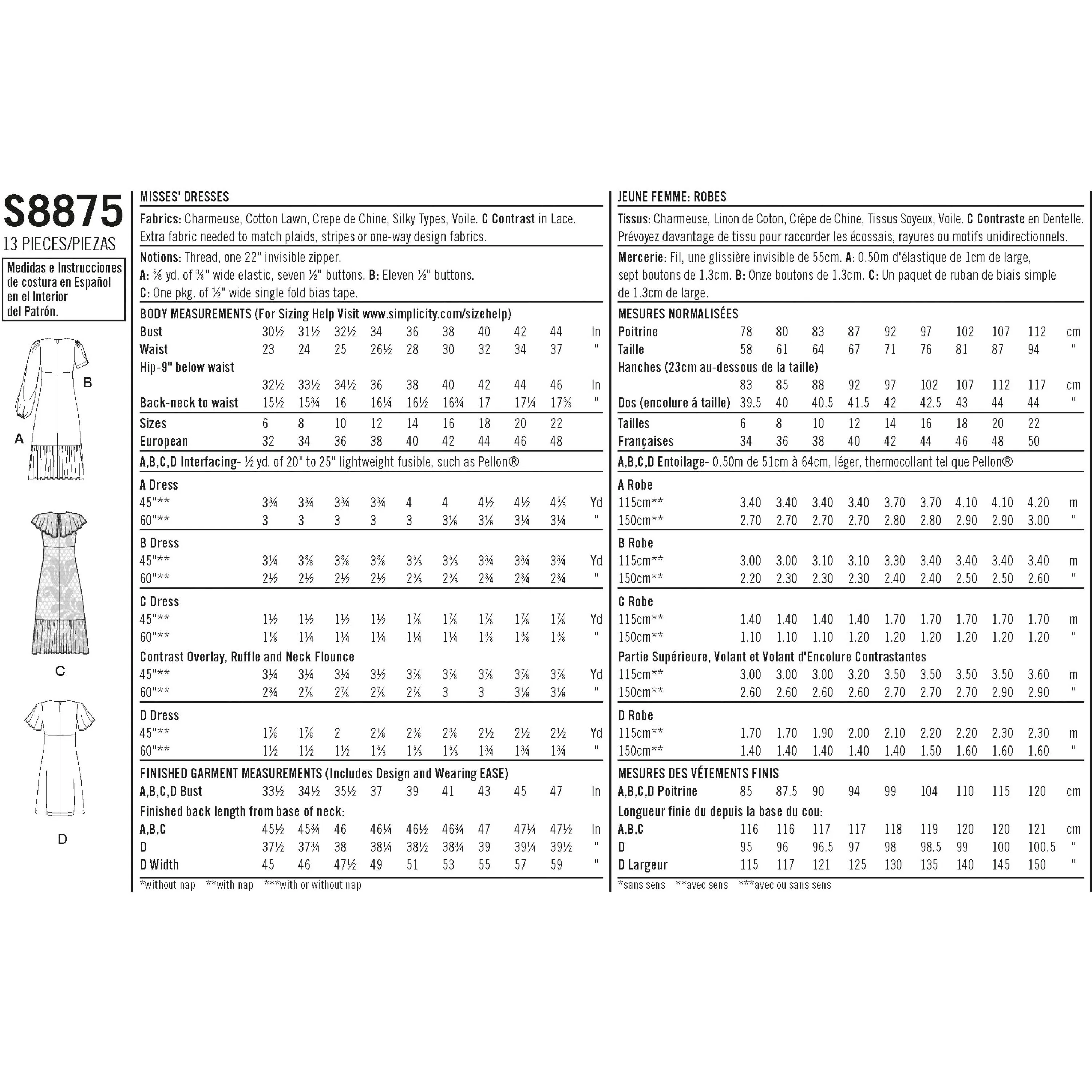 Simplicity Pattern 8875 Misses' Dresses