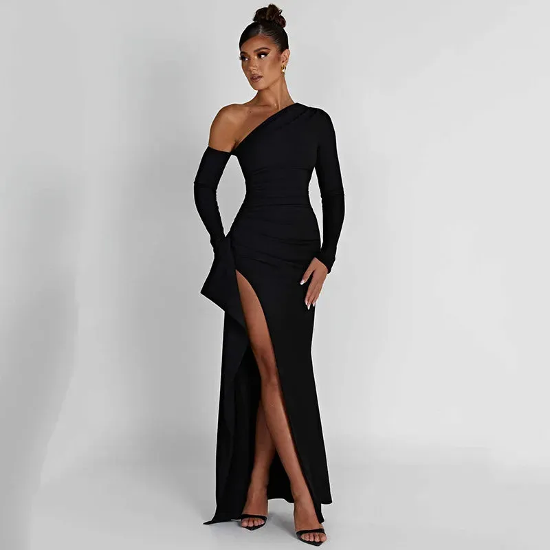 Sleeve Dresses Maxi Long Off Shoulder Women Sexy Club Party Dress