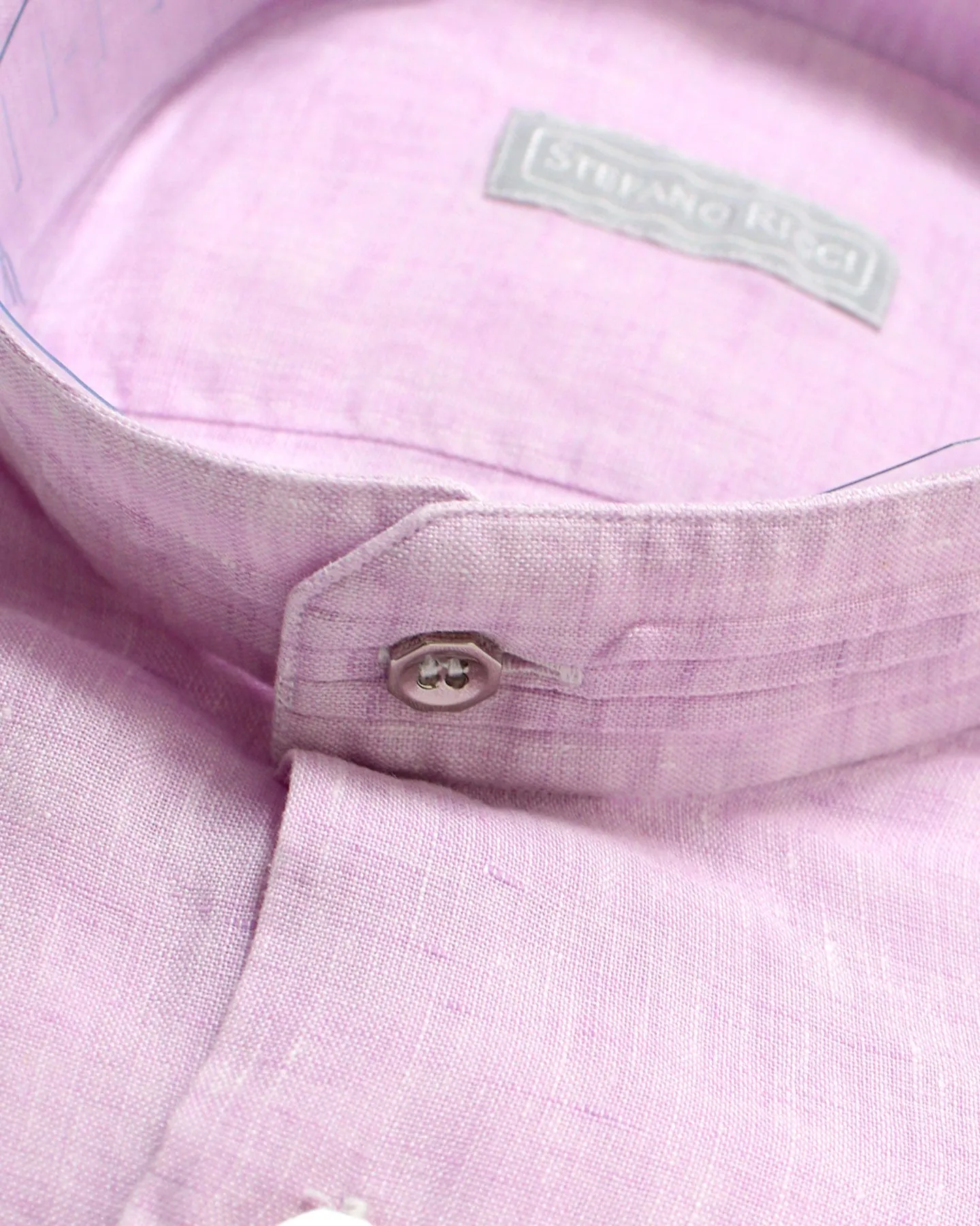 Stefano Ricci Band Collar Shirt Pink Linen 42 - 16 1/2 REDUCED SALE