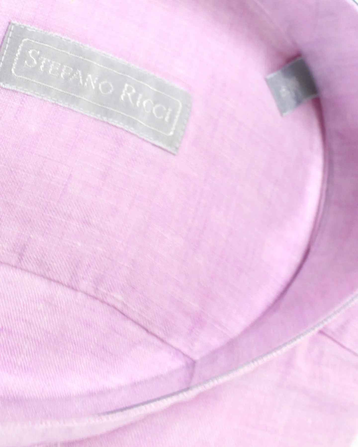 Stefano Ricci Band Collar Shirt Pink Linen 42 - 16 1/2 REDUCED SALE