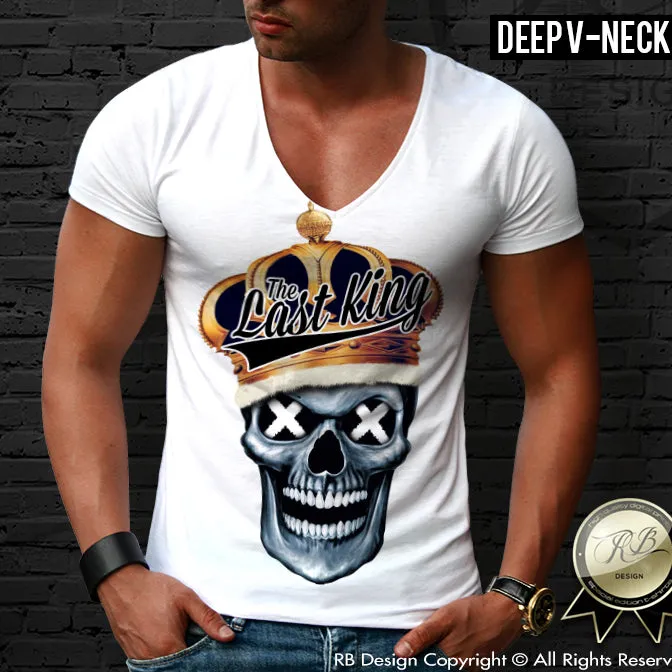 The Last King Men's T-shirt Angry Skull Golden Crown RB Design Tank Top MD493