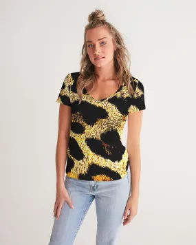 TRP Leopard Print 01 Ladies Designer V-neck T-shirt