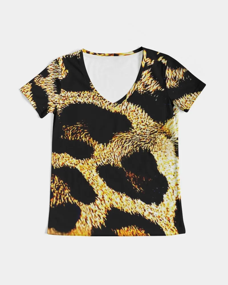 TRP Leopard Print 01 Ladies Designer V-neck T-shirt