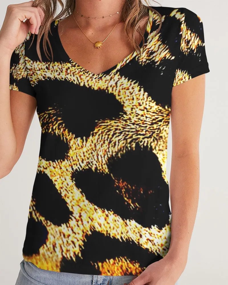 TRP Leopard Print 01 Ladies Designer V-neck T-shirt