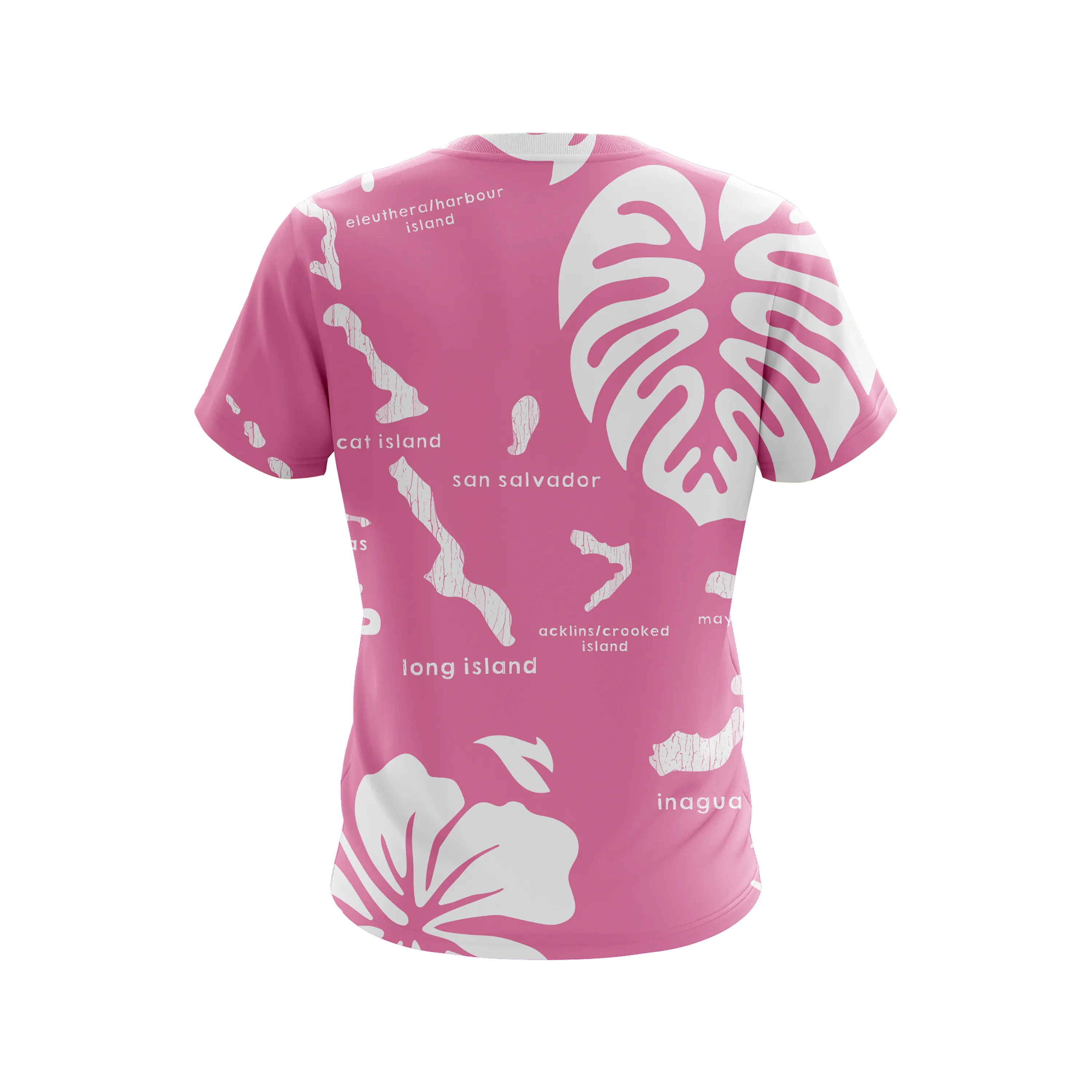 (V-NECK) ARCHIPELAGO TEE- PINK & WHITE