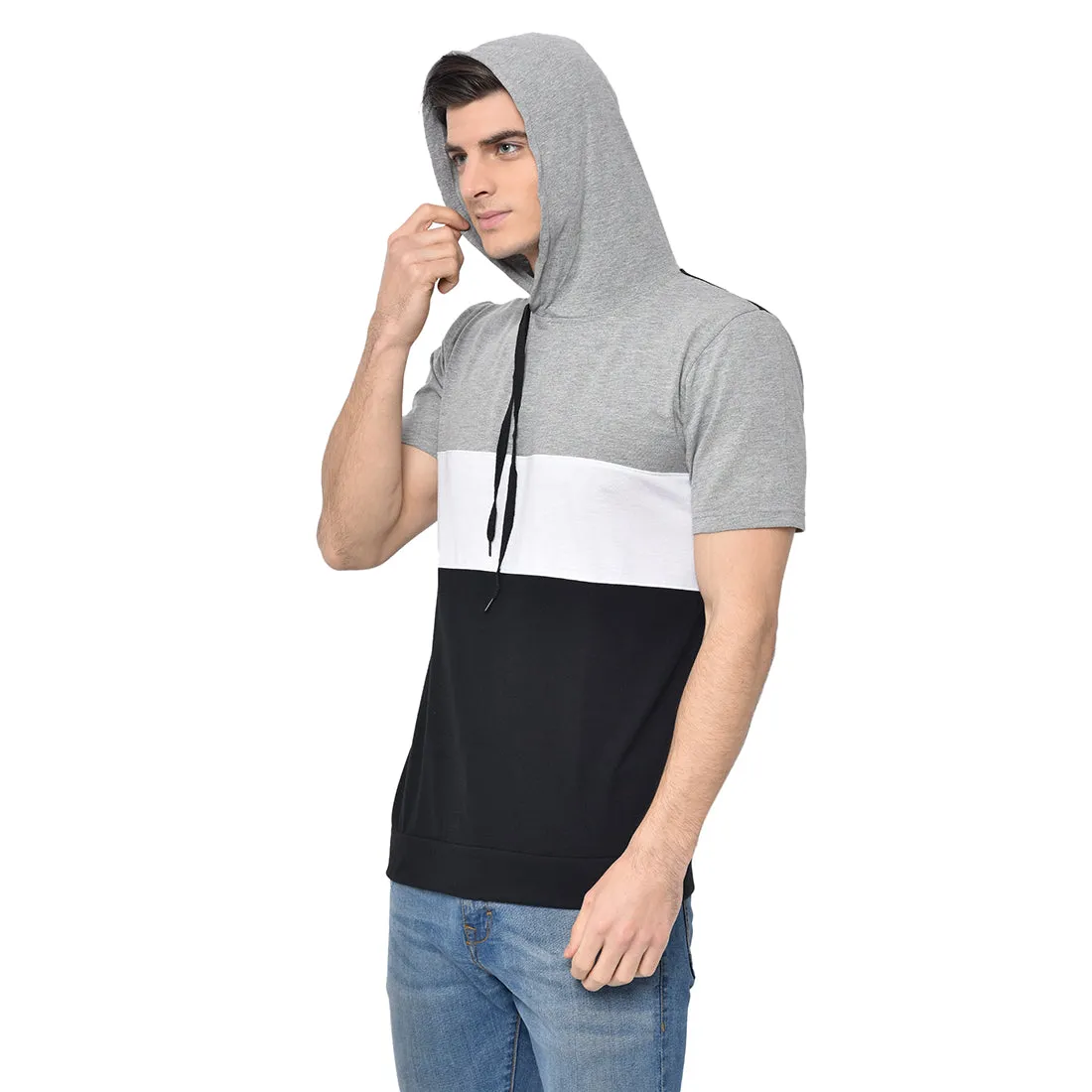 Vimal Jonney Hooded Neck Grey T-shirt For Men's