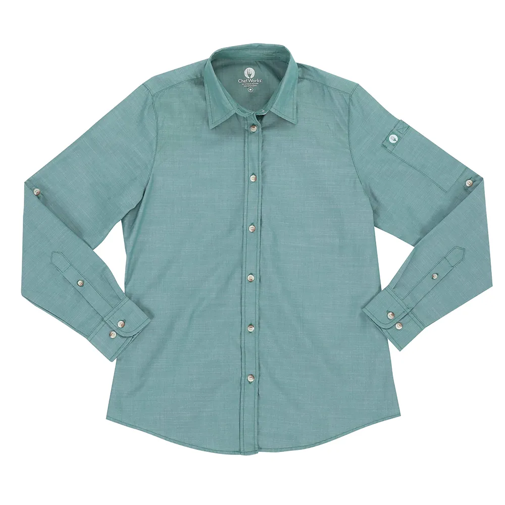 WOMEN CHAMBRAY SHIRT - Green Mist