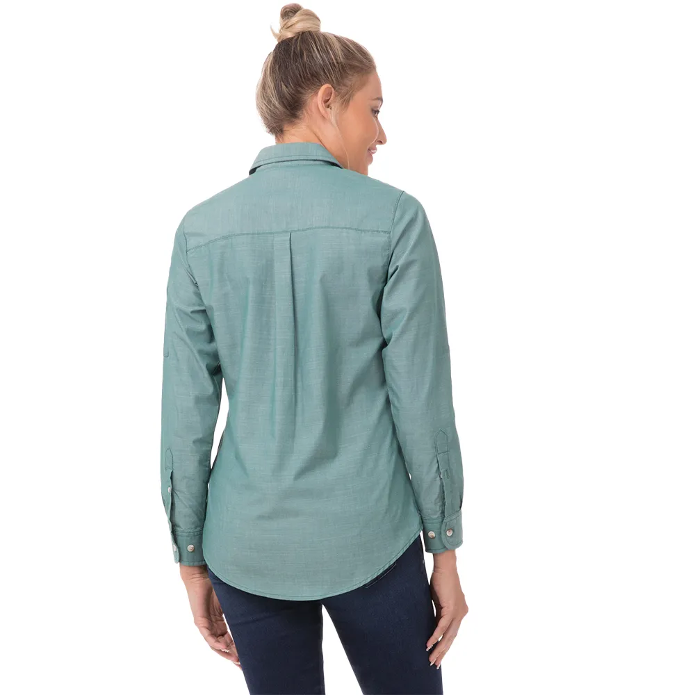 WOMEN CHAMBRAY SHIRT - Green Mist